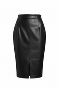 Faux Leather Pencil Skirt - Black