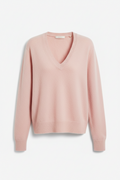 Luxe Cashmere V-Neck Sweater - Pink/White