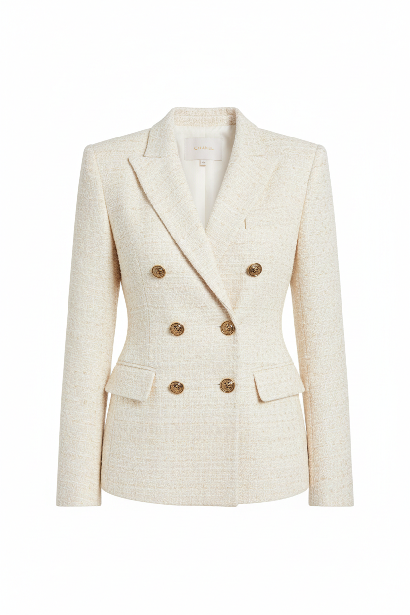 Classic Tweed Blazer - Cream