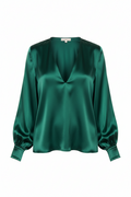 Luxe Satin Blouse - Emerald