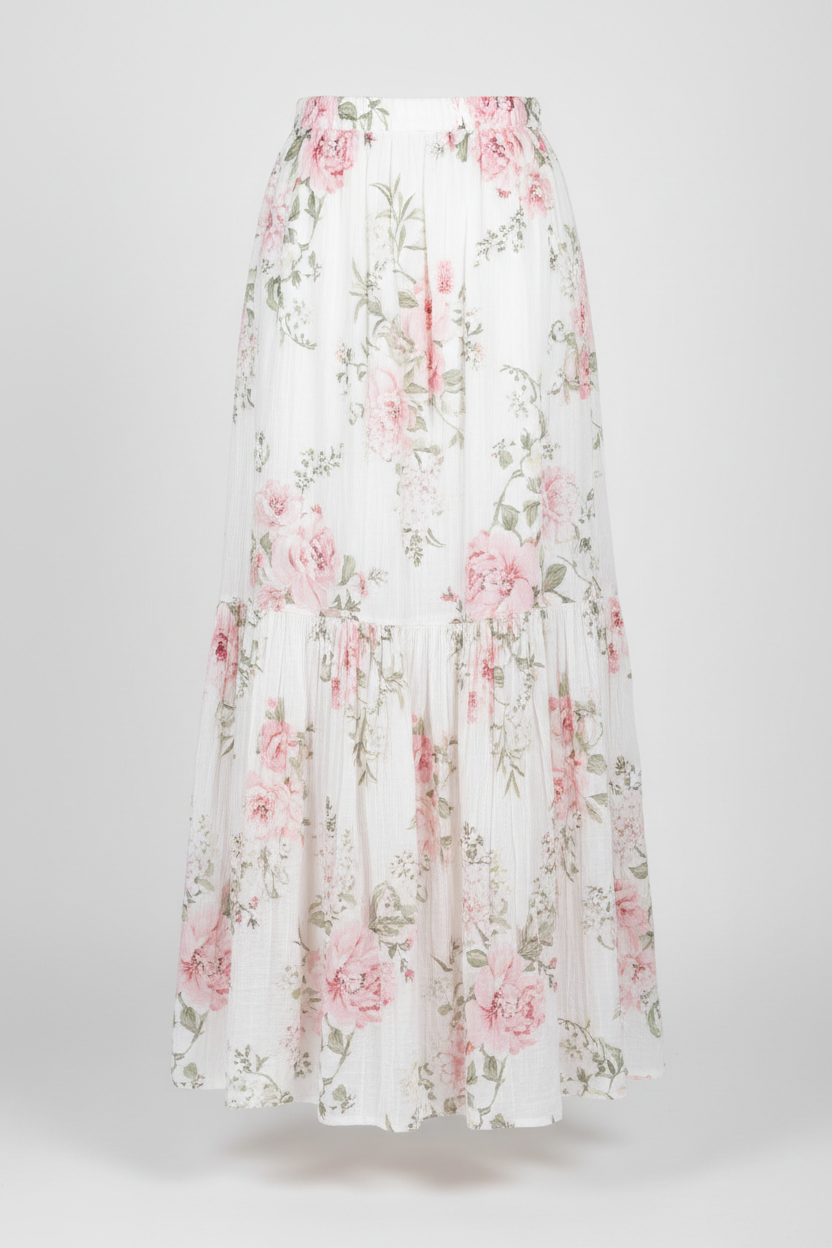 Flowing Maxi Skirt - Floral Print